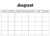 August Preschool Calendar