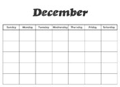 December Preschool Calendar