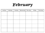 February Preschool Calendar