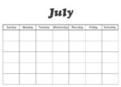 July Preschool Calendar