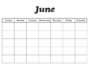 June Preschool Calendar